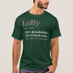 Camiseta Mulheres Leopardo Lolly Definição Engraçada Avó Pr