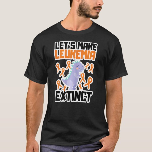 Camiseta Mulheres Leucemia Dinossauro Laranja Fita Hematolo (Frente)