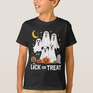 Camiseta Mulheres Lick Ou Treat Cachorro Engraçado Fantasma