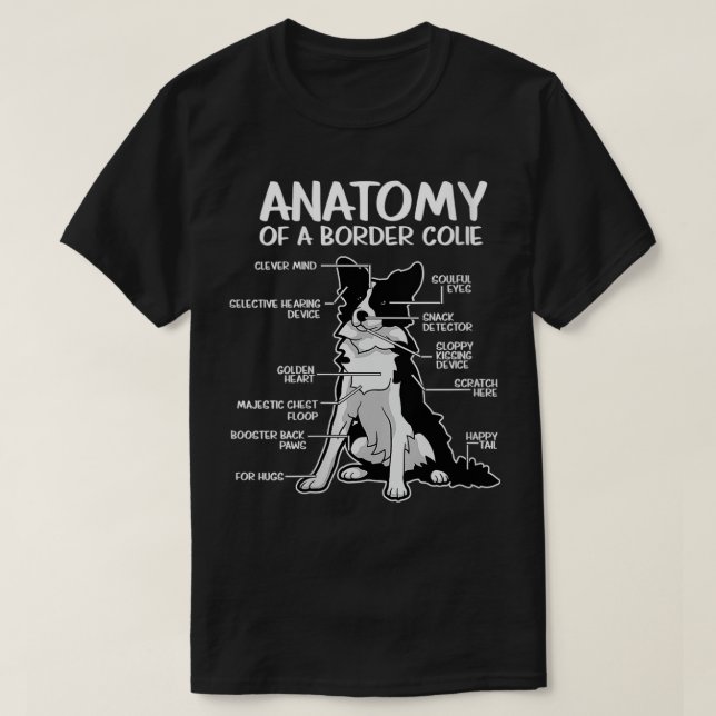 Camiseta Mulheres limítrofes Collie Mãe, Engraçada Anatomia (Frente do Design)
