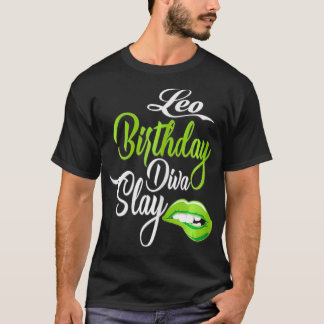 Camiseta Mulheres LIp Impressão Gráfico Leo Girl Birthday D