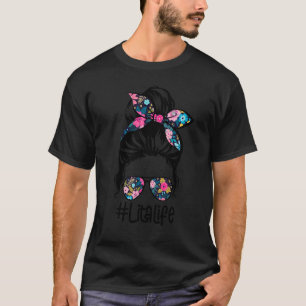 Camiseta Mulheres Lita Vida Mensageira Cabelo Bordo Floral 