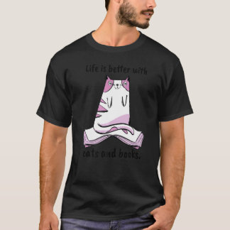Camiseta Mulheres Livro de Gatos Com Gatos E Livros