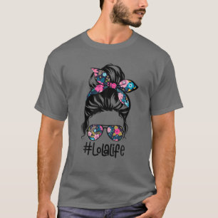 Camiseta Mulheres Lola Vida Mensagem Cabelo Bordo Floral Mu