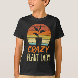 Camiseta Mulheres Loucas Planta Lady Sunset Retro Gardening