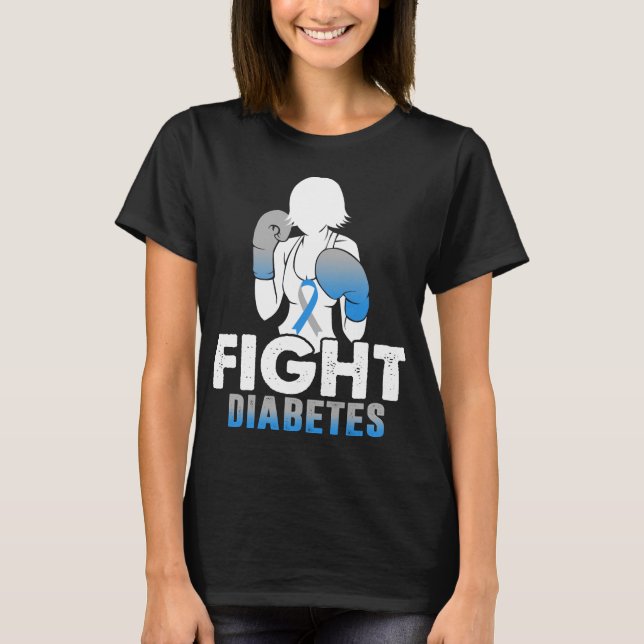 Camiseta mulheres lutam contra diabetes t1d t2d mãe guerrei (Frente)