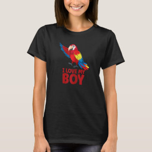 Camiseta Mulheres Macaw Parrots Eu Amo Meu Garoto Parakeet