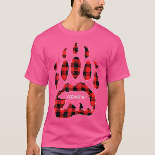 Camiseta Mulheres madrinha Ursa Xadrez Vermelha Buffalo Mad