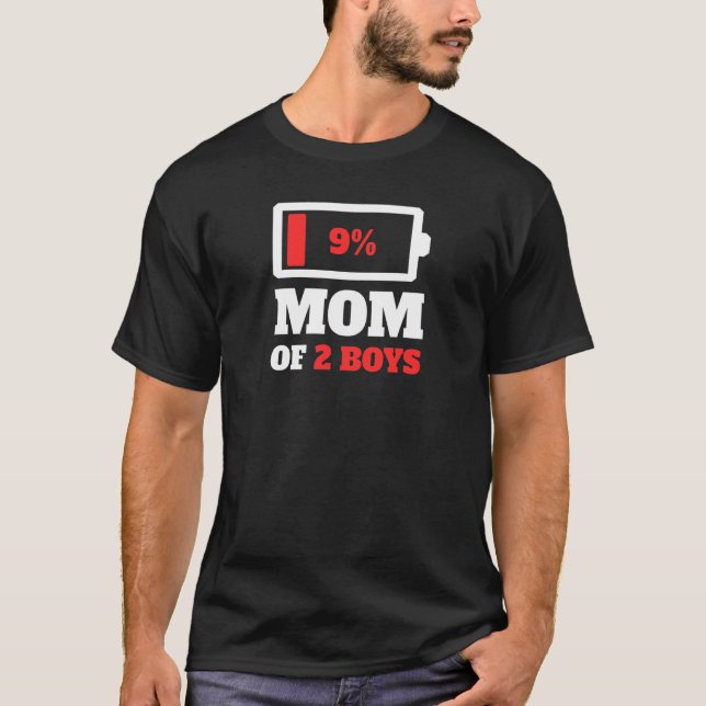 Camiseta Mulheres Mãe De 2 Dois Filhos Cansados Mamãe Baixo (Frente)