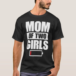 Camiseta Mulheres Mãe De 2 Meninas Duas Filhas Dia Das Mães