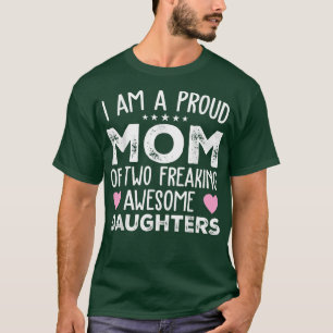 Camiseta Mulheres Mãe De 2 Meninas Duas Filhas Dia de as mã