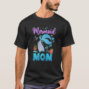 Camiseta Mulheres Mãe De Uma Pequena Sereia De Aniversário
