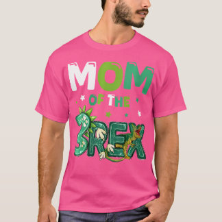 Camiseta Mulheres Mãe Dos Três Noivos Rex Birthday Dinosaur