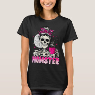 Camiseta Mulheres Mãe Monstro Caveira Mãe Amante de Café Ha