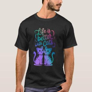 Camiseta Mulheres Mãe Pai Amante de Gato Dona Vida Fofa é M
