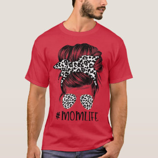 Camiseta Mulheres Mãe Vida Mãe Vida Vida Leopardo Mensagem