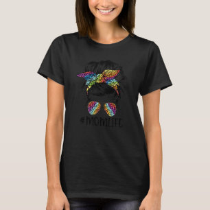 Camiseta Mulheres Mãe Vida Mãe Vida Vida Rainbow Leopard Me