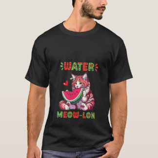 Camiseta Mulheres Maine Moon Cat Comendo Melancia Summer Vi