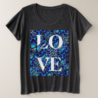 Camiseta Mulheres Mais Tamanho Tee Butterfly Amor