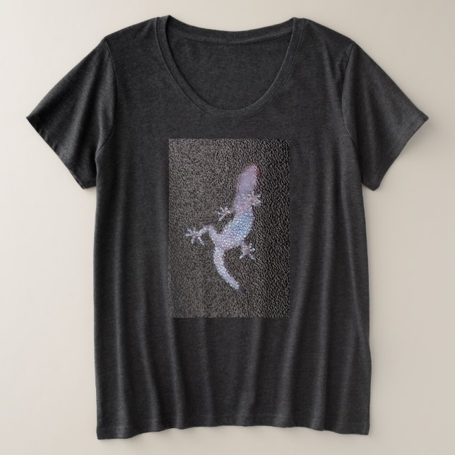 Camiseta Mulheres Mais Tamanho Tee Gecko na Janela (Frente do Design)