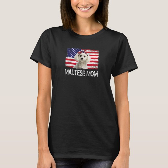 Camiseta Mulheres Malteses Mãe Nos Bandeira 4 De Julho Patr (Frente)