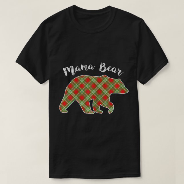 Camiseta Mulheres Mama Bear Natal Xadrez de Panjama Buffalo (Frente do Design)