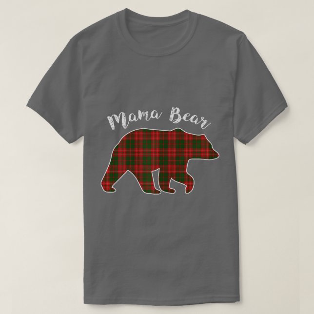 Camiseta Mulheres Mama Bear Natal Xadrez de Panjama Buffalo (Frente do Design)