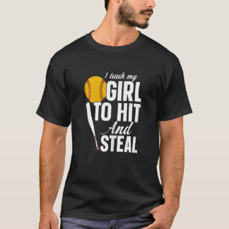 Camiseta Mulheres Mama De Softball Ensino Minha Garota A At