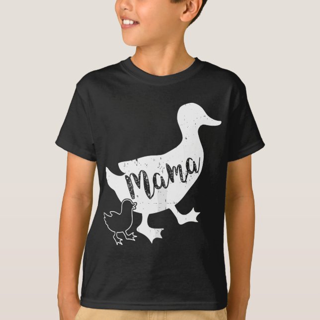 Camiseta Mulheres Mama Duck e 2 Ducklings, Mãe Duck (Frente)