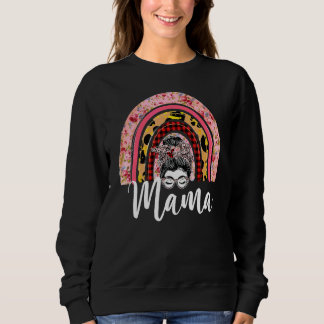 Camiseta Mulheres Mama Floral Leopardo Rainbow Messy Bun Mo