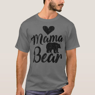 Camiseta Mulheres Mama Ursa Coração Amam Família Coração Co