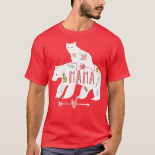 Camiseta Mulheres Mama Urso 2 Bebês Ursos Rindo Para Trás M