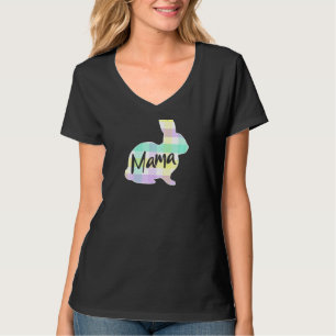 Camiseta Mulheres Mamãe Coelho Coelho Xadrez Pastel Mamãe M