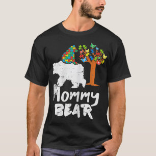 Camiseta Mulheres Mamãe Urso Quebra-cabeça de Autismo Sensi