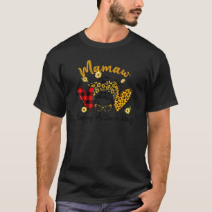 Camiseta Mulheres Mamaw Life Leopardo Xadrez Corações Mensa