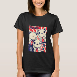 Camiseta Mulheres Maneki Nekos Lucky Gata Boa Sorte Feng Sh