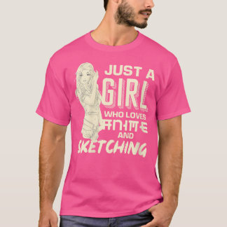 Camiseta Mulheres Manga Apenas Uma Menina Que Ama Animes E