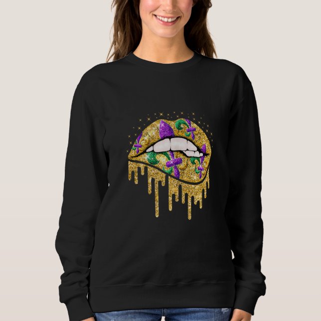 Camiseta Mulheres Mardi Gras Lábios Rainha Carnaval Fúria (Frente)