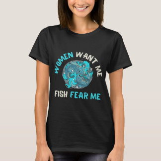 Camiseta Mulheres Me Querem Peixes Me Temem Piadas de Pesca