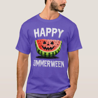 Camiseta Mulheres Melancia O Lanterna Verão Halloween Feliz