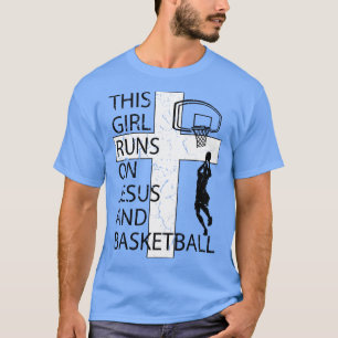 Camiseta Mulheres Meninas Basquete Cristão Jesus e Cesto