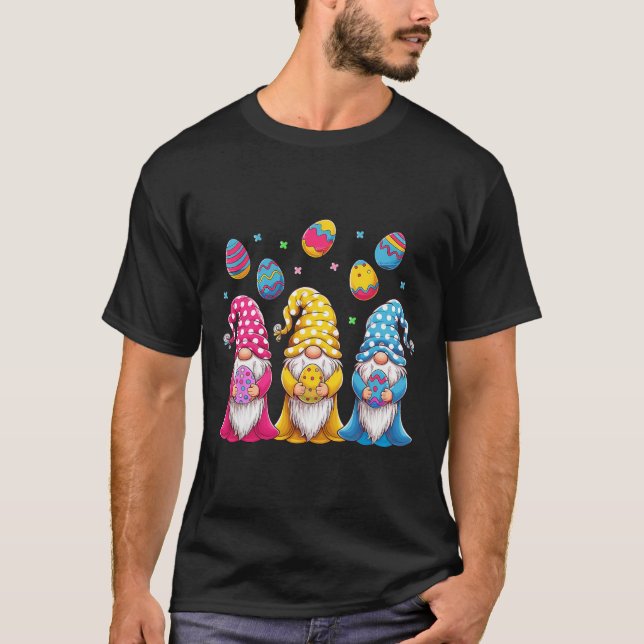 Camiseta Mulheres Meninas Fofo Gnomo Páscoa Gnomo Ovos Feli (Frente)