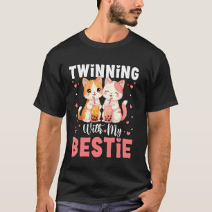 Camiseta Mulheres Meninas Gêmeas com minha melhor amiga Cat