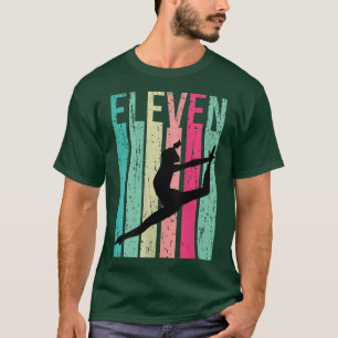 Camiseta Mulheres Meninas Ginástica 11 Aniversário Retro Da