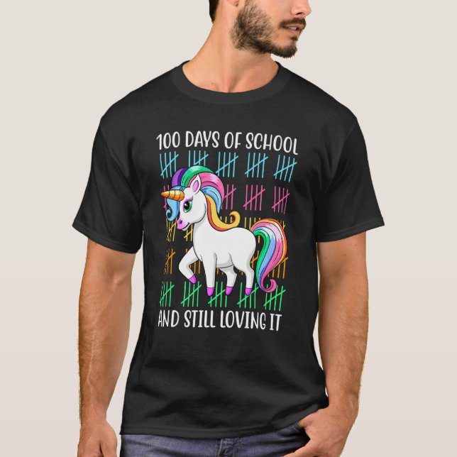 Camiseta Mulheres Meninas Unicórnio 100 Dias De Escola E Ai (Frente)