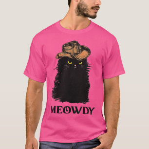 Camiseta Mulheres Meowdy Black cas para mulheres Meow e How