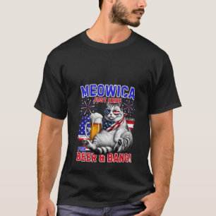 Camiseta Mulheres Meowica Aqui Para Bang Beer 4º Fogo Dos E