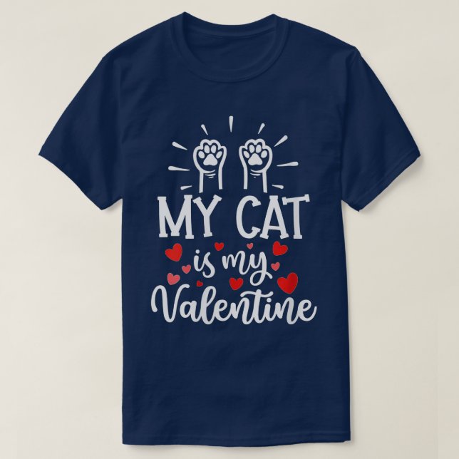 Camiseta Mulheres Meu Gato É Meu Namorados Kitten Lover Hea (Frente do Design)