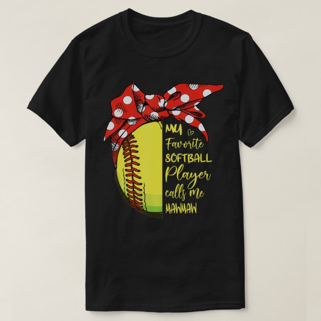 Camiseta Mulheres Meu Jogador De Softball Favorito Me Chama (Frente do Design)