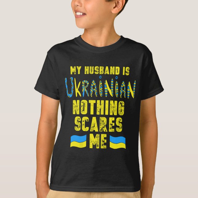 Camiseta Mulheres Meu marido é ucraniano Ucrânia Flag Ukrai (Frente)